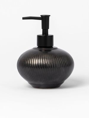 Fluted Ceramic Soap Dispenser Black