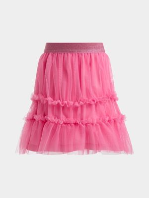 Jet Younger Girls Pink Mesh Skirt