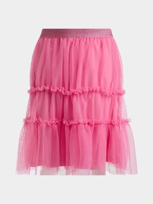 Jet Older Girls Pink Mesh Skirt