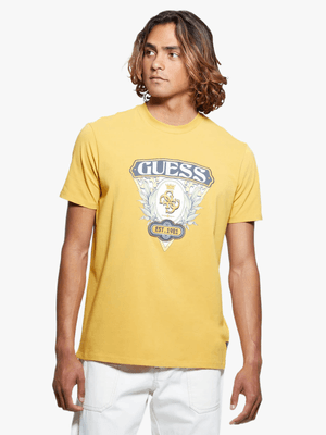 Men's Guess Gold Bsc Quatro G Crest Logo T-Shirt