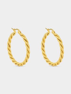 Tempo Jewellery Gold Plated Stainless Steel Twisted Hoop Earrings