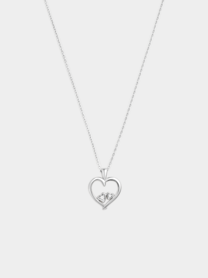 Sterling Silver Cubic Zirconia Multiple Hearts Pendant