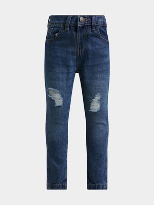 Jet Younger Boys Mid Wash Ripped Jeans