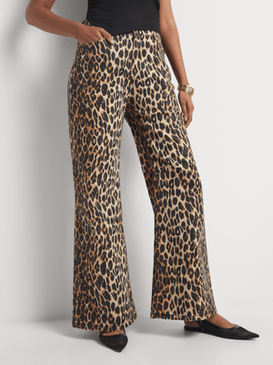 FF Denim Animal Print Wide Leg Jeans