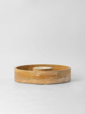 Washed Wood Chip & Dip With Marble Bowl 30cm