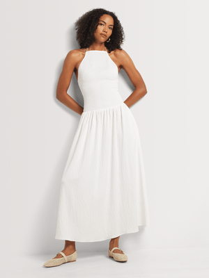 Halter Neck Shirred Textured Sundress