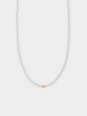 Gold Plated Sterling Silver Shell Pearl Necklace