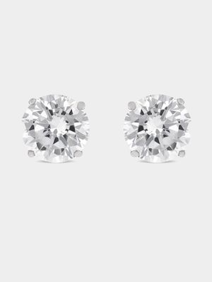 Sterling Silver Cubic Zirconia Round Classic Stud Earrings