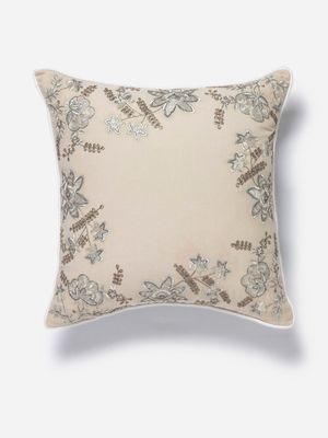 Grace Beaded Scatter Cushion Silver 48x48cm