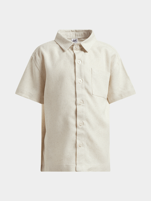 Jet Younger Boys Stone Linen Boxy Shirt