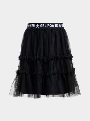 Jet Younger Girls Black Mesh Skirt