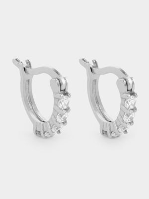 Sterling Silver Cubic Zirconia Women’s Mini Hoop Earrings