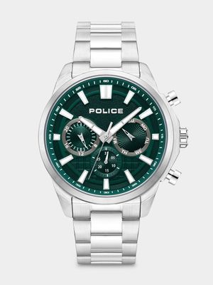 Police Rangy Stainless Steel Green Dial Chronographic Bracelet Watch