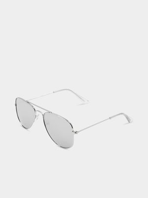 Boy's Silver Aviator Sunglasses