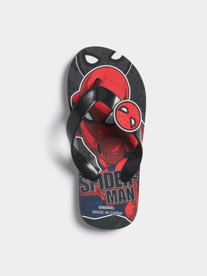 Jet Older Boys Black/Red Spiderman Flip Flops