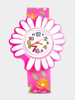 Girl's Bright Pink Flower Watch