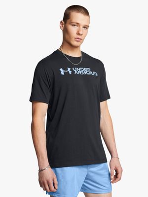 Mens Under Armour Sliced Wordmark 60/40s Black Tee