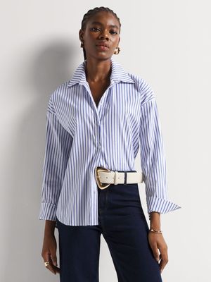 Relaxed Fit Poplin Stripe Shirt