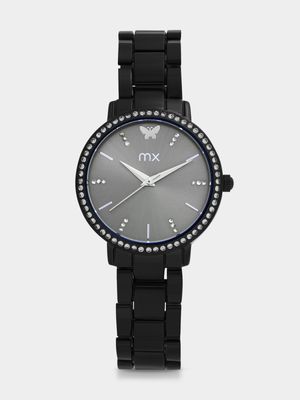 MX Black Plated Butterfly Dial Bracelet Watch