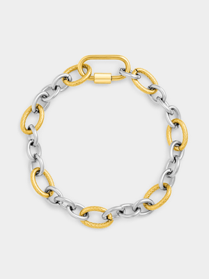 Tempo Jewellery Gold Plated Two-Tone Anchor Bracelet