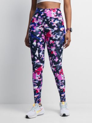 Womens TS Essential Scultp Abstract All Over Print Pink/Blue Tights