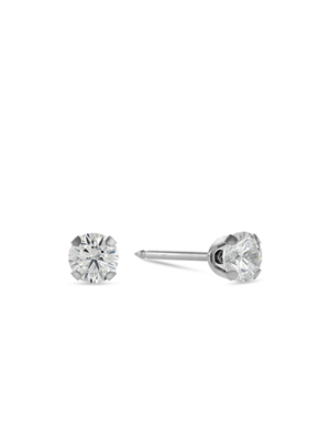 Stainless Steel, 4mm Cubic Zirconia Round Stud Earrings