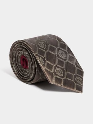 Fabiani Men's Stone Silk Monogram Classic Tie