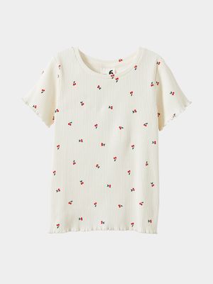 Cotton On Kids Girl White Raya Rib Baby T-shirt