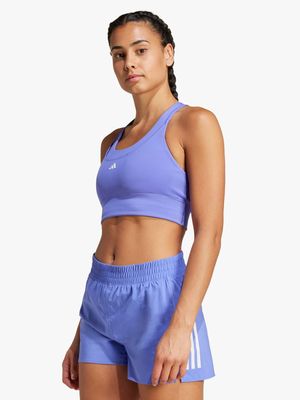 Womens adidas Run Pocket Medium Support Blue Sports Bra