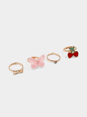 Girl's Gold 4-Pack Rings