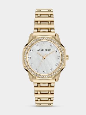 Anne Klein Octagonal Gold Plated Bracelet Watch