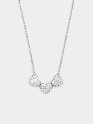 Sterling Silver Cubic Zirconia Triple Heart Necklet