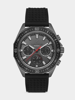 Daniel Klein Black Plated Black Silicone Chronographic Watch