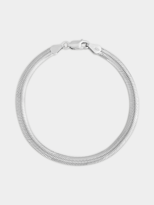 Sterling Silver Oval Herringbone Bracelet