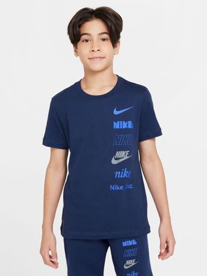 Boys Nike Sportswear Logo Midnight Navy Tee