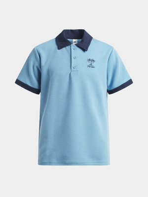 Jet Younger Boys Blue Ottomon Golf Shirt