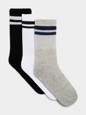 Jet Younger Boys Multicolour 3 Pack Sport Socks