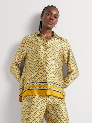 Satin Border Print Regular Fit Shirt