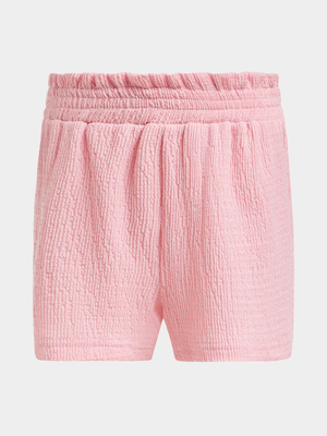 Youger Girl's Pink Textured Shorts