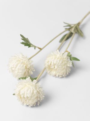 Faux Ping Pong Chrysanthemum Stem White 68cm