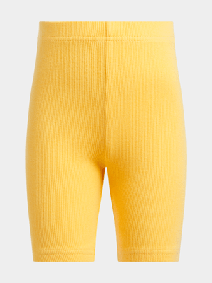 Jet Younger Girls Yellow Ribbed Cycle Shorts