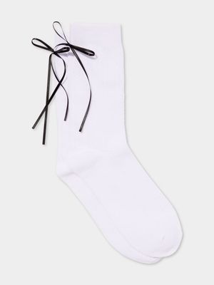 Women's Cotton On White Bow Crew Socks