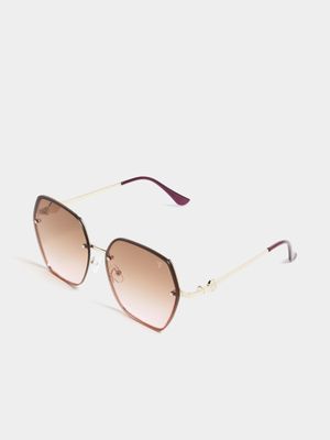 Glitter Angled  Rimless Square Sunglasses