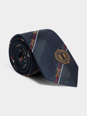 Fabiani Men's Navy Silk Diagonal Stripe Classic Tie