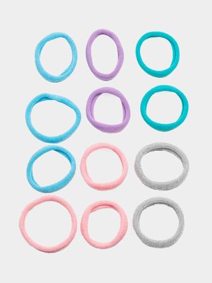 Girl's Blue & Pink 12-Pack Hair Elastics