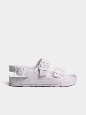 Junior Pre-School TS Glitter Double Buckle White Sandals