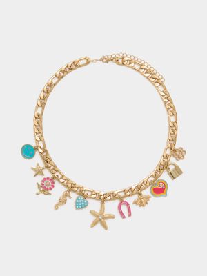 Women's Gold Multi Charm Necklace