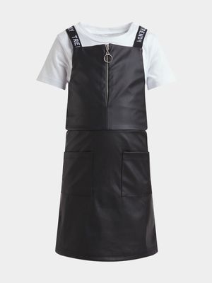 Jet Younger Girls Black Pu Dress