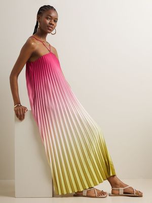 Women's Iconography Strappy Sunray Pleated Maxi Dress