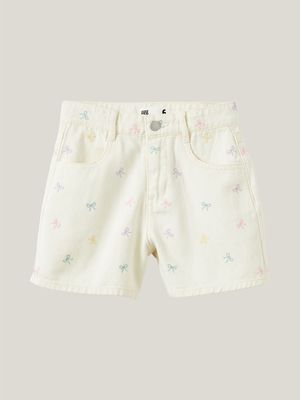 Cotton On Kids Girl Cream Winter Denim Shorts